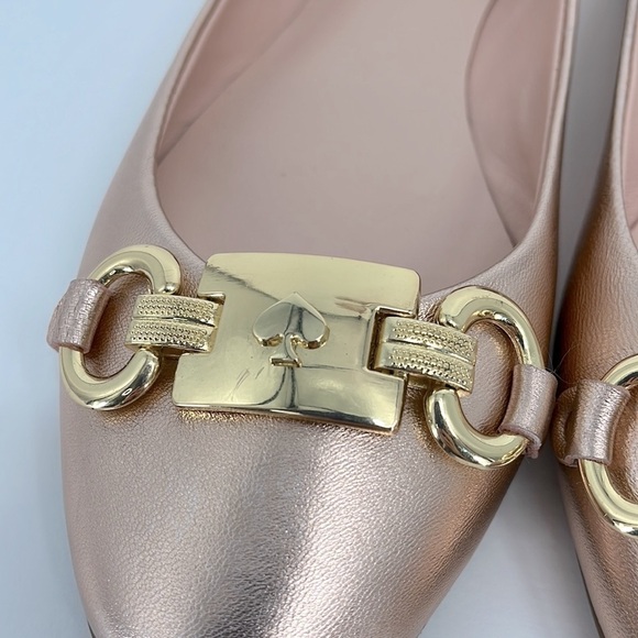 Kate Spade Pink Leather Phoebe Flats Light Blush Pink with Gold Buckle - Picture 11 of 16